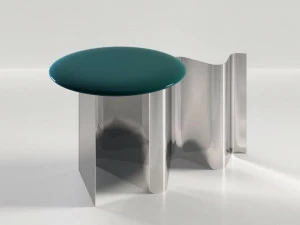 Secolo Sketch Приставной столик, столешница из глянцевой лакированной древесины, сатинированная или полированная сталь.