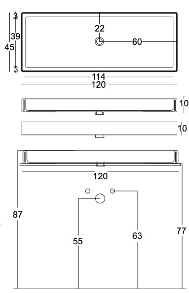 Керамическая прямоугольная раковина Nic канал ARCH-00073777 - Вид №5