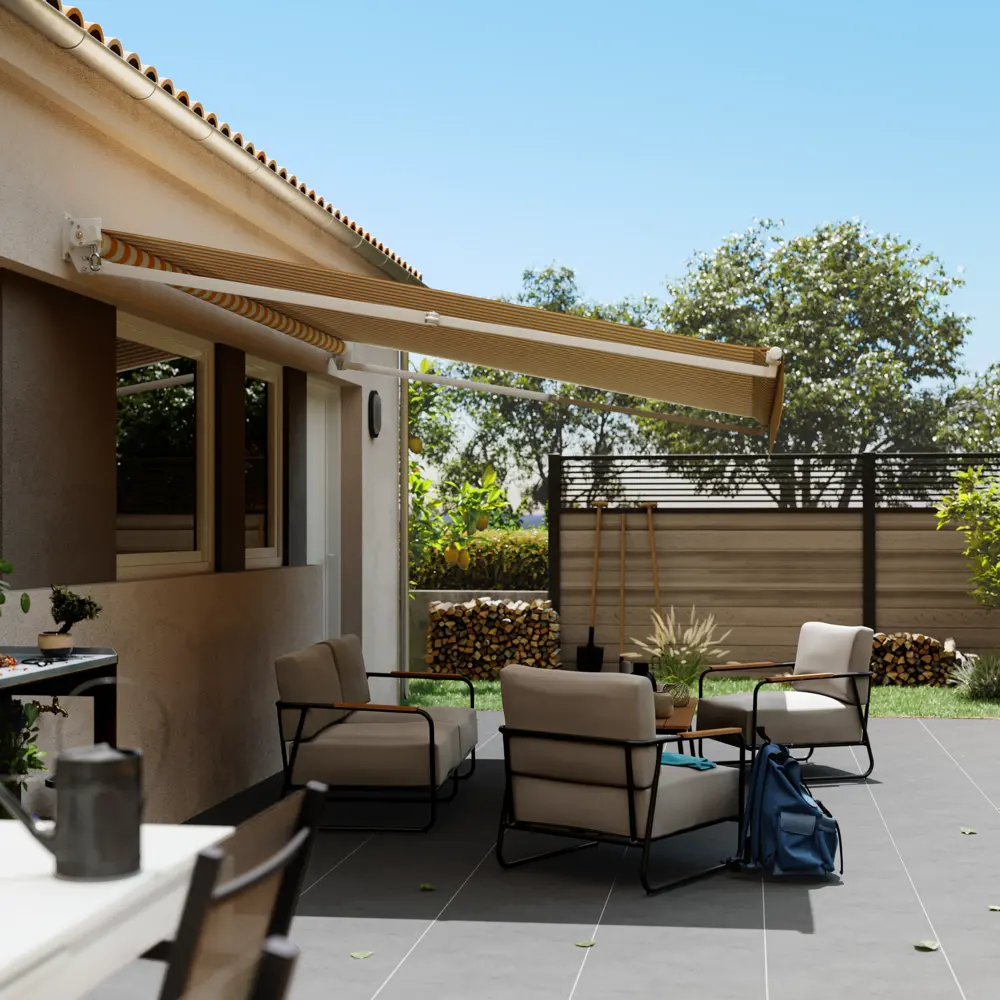 Маркиза механическая,3x2 м, цвет белые и желтые полосы Santreyd STLM-2193304 - Вид №8