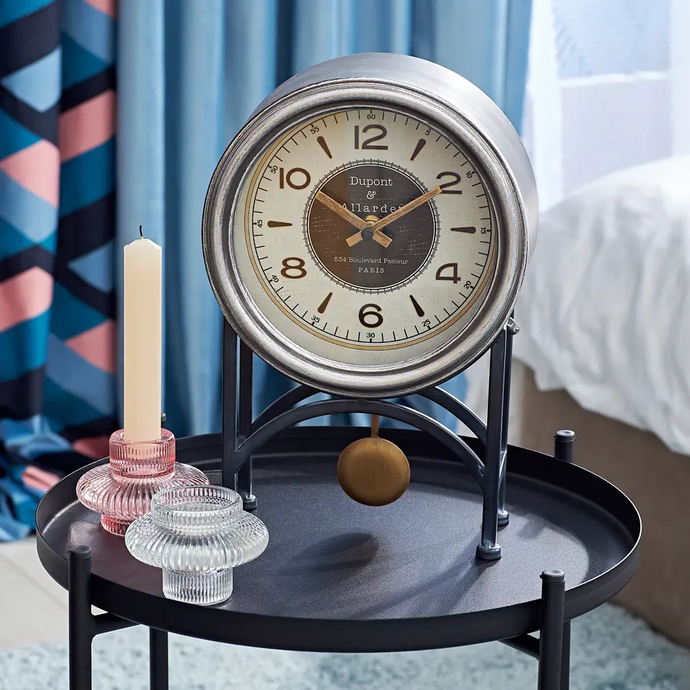 Часы настольные Dream River Маятник EA13242 круглые МДФ цвет серый/черно-белый бесшумные ø18.5 Осень STLM-2074908