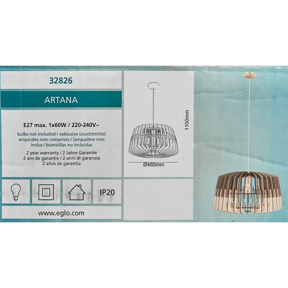 Светильник подвесной «Artana» 1 лампа цвет светлый Eglo STLM-2063144 - Вид №7