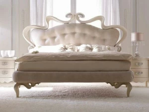 CorteZari Двуспальная кровать из кожи с обитым изголовьем Elegance