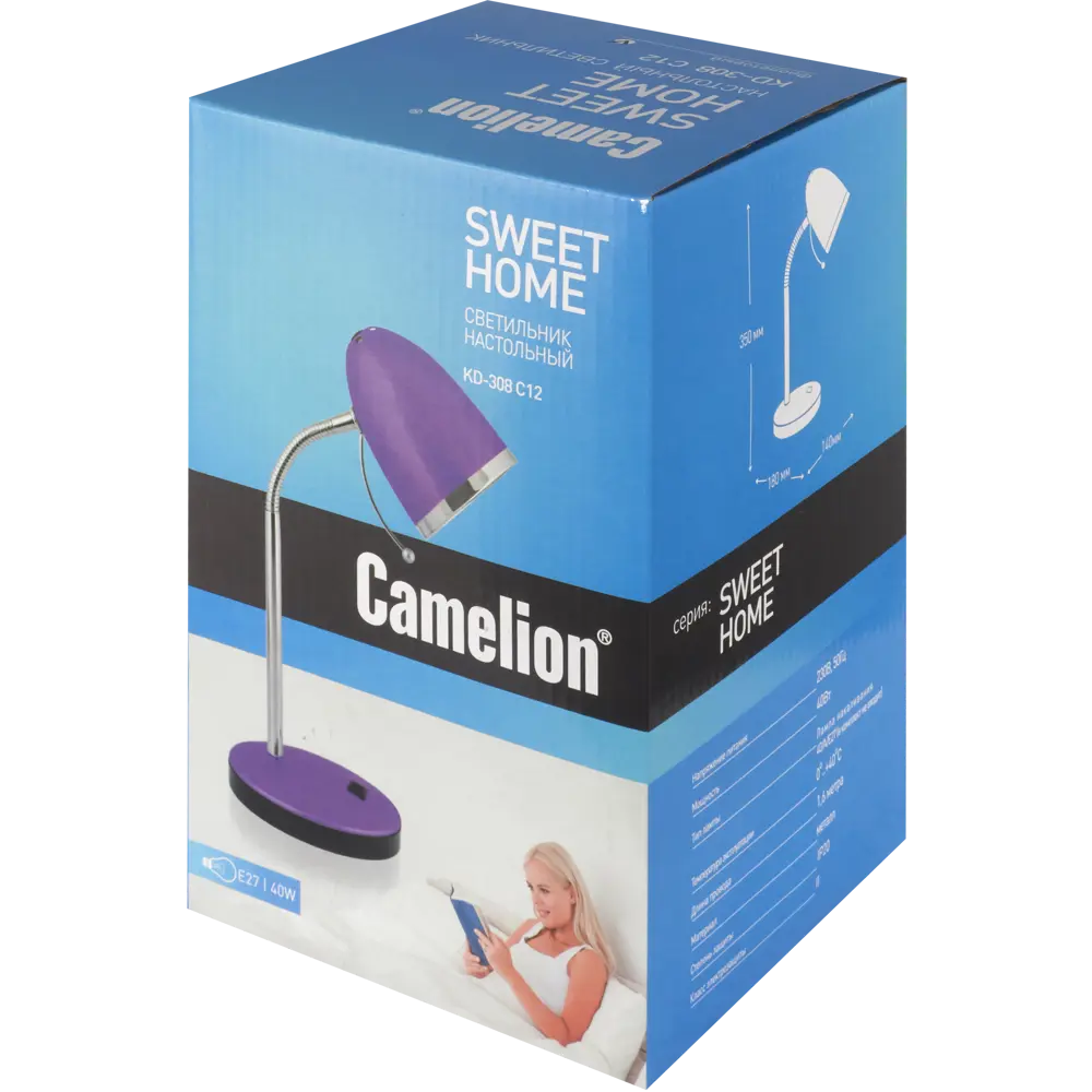 Настольная лампа Sweet Home 1xE27x40 Вт, цвет фиолетовый CAMELION STLM-2101986 - Вид №6