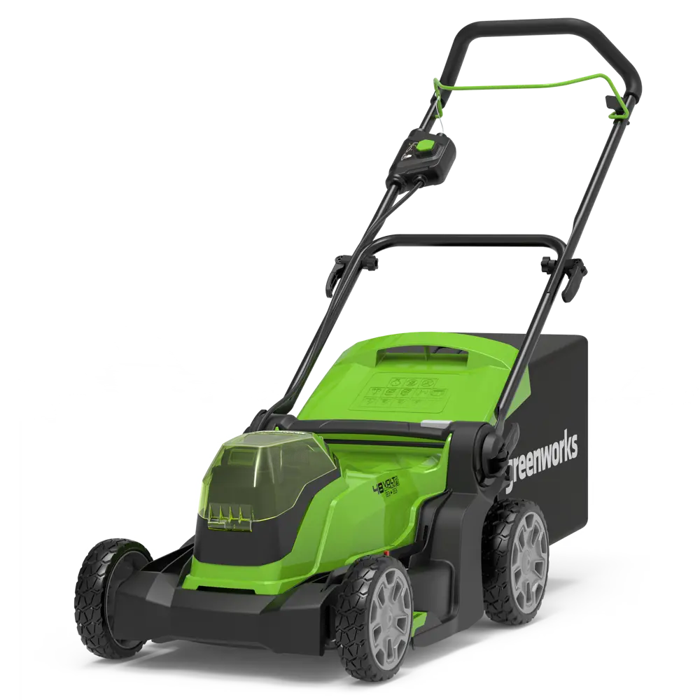 Аккумуляторная газонокосилка Greenworks 48V с двойной батареей и мульчированием 84134004 STLM-0046627 - Вид №1
