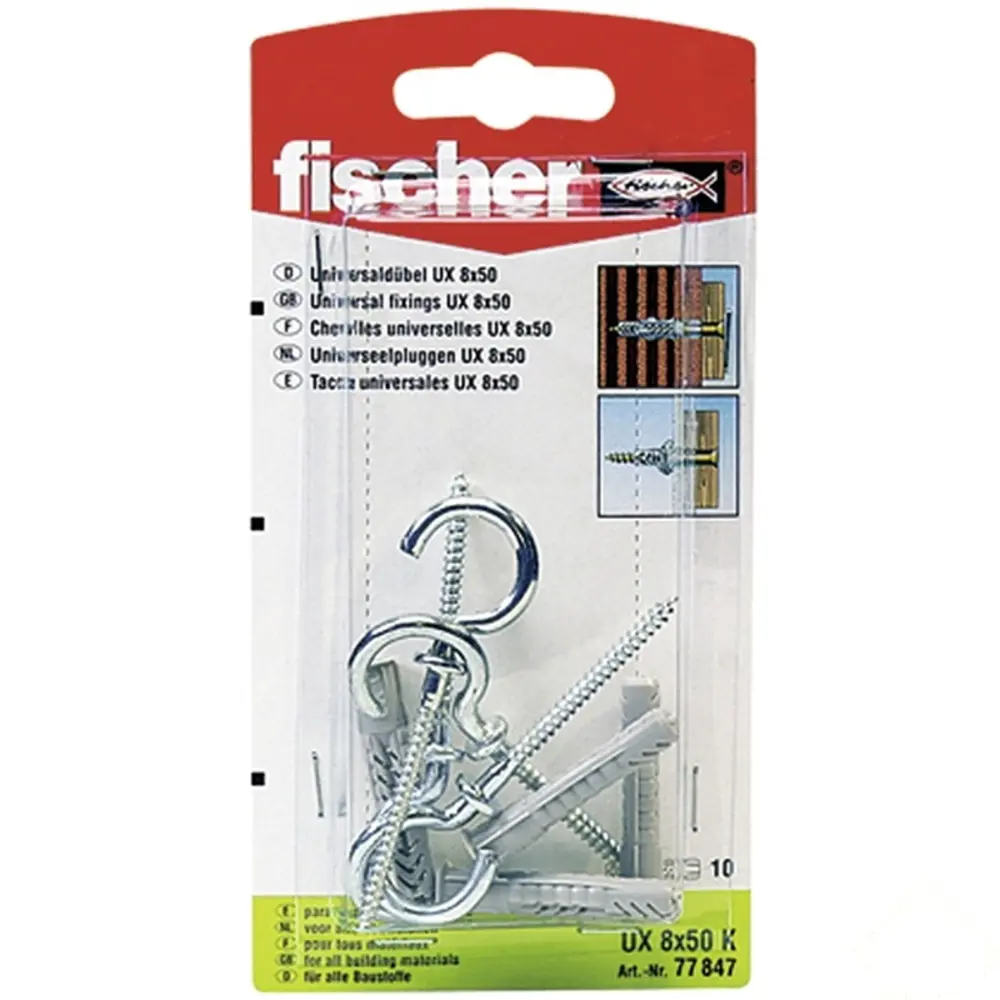 Дюбель универсальный Fischer UX с крюком-полукольцом 8x50 мм нейлон 4 шт. 12468655 STLM-2191961 