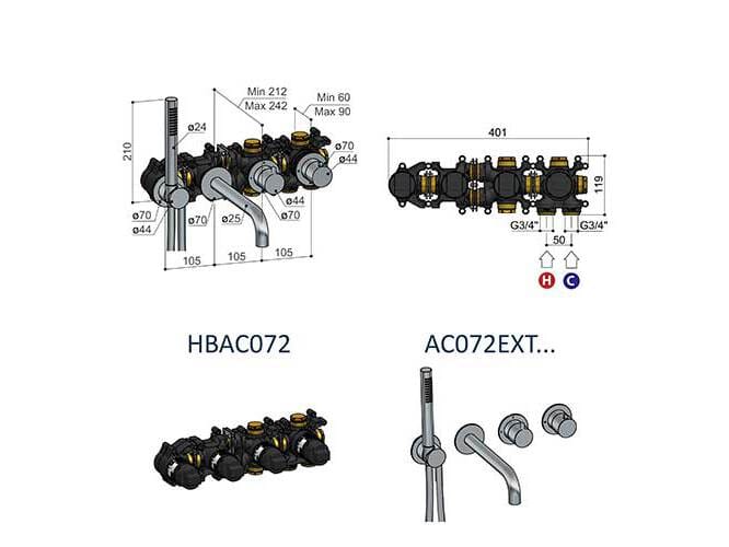 Латунный термостатический смеситель для ванны Hotbath Ace ARCH-00091178 - Вид №2