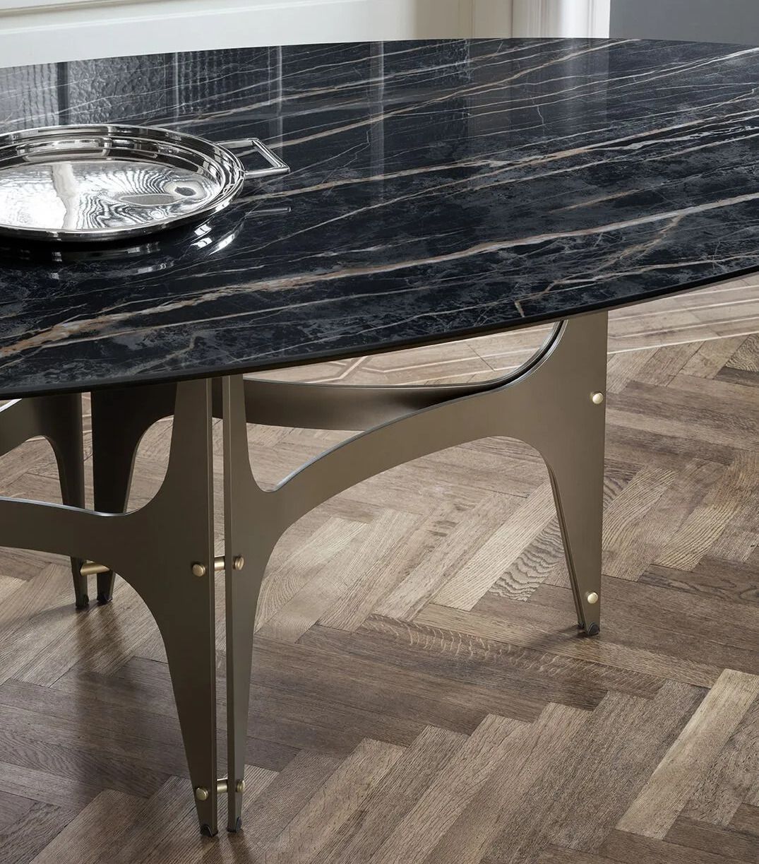 Овальный обеденный стол из стали и SuperMarmo Bontempi Casa UNIVERSE ARCH-00116989 - Вид №3