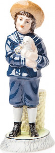 10617371 Мануфактуры Гарднеръ в Вербилках Скульптура 18 см "Мальчик с собачкой" Фарфор, Керамика