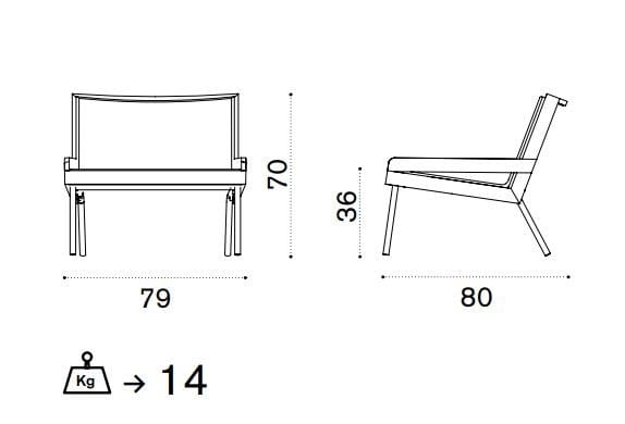 Кресло из тика и полипропиленовой веревки с подлокотниками Ethimo открытый ARCH-00125651 - Вид №9