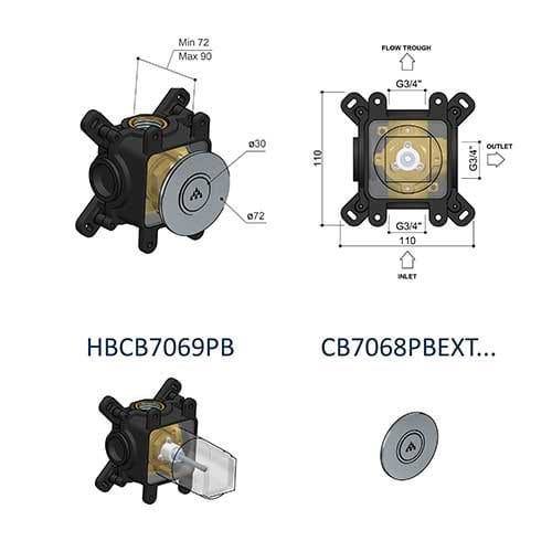 Металлический встраиваемый однорычажный смеситель для душа Hotbath Cobber ARCH-00028625 - Вид №3
