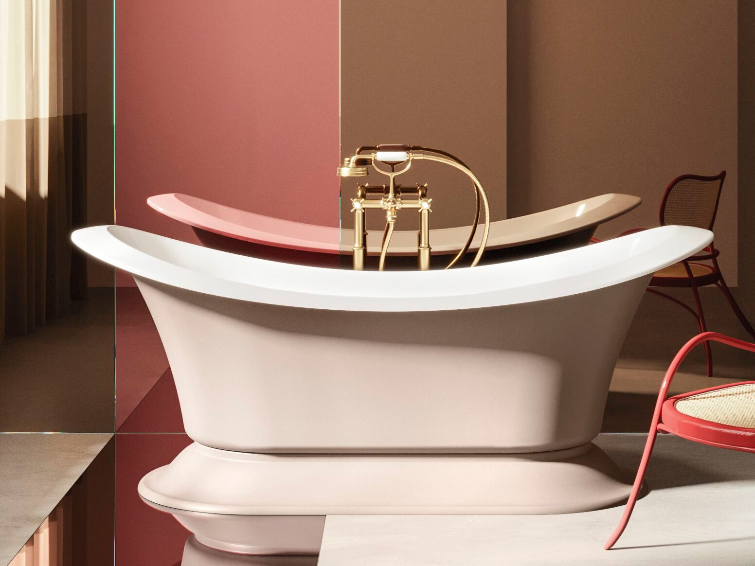 Овальная ванна в центре комнаты Gruppo Treesse мебель для ванной комнаты-отдельно стоящие ванны ARCH-00079402