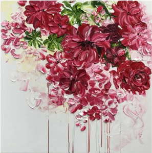 Картина на холсте 100х100 см "Нежные цветы" EVENHOME КАРТИНЫ МАСЛОМ 130026 Бежевый;красный;розовый