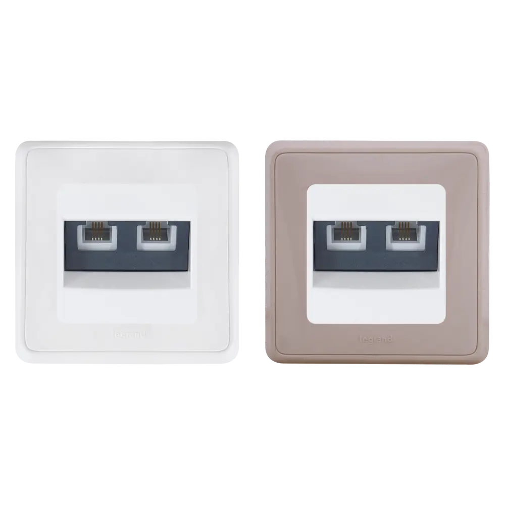 Телефонная розетка двойная встраиваемая Legrand Cariva RJ11, цвет белый STLM-2088991 - Вид №1