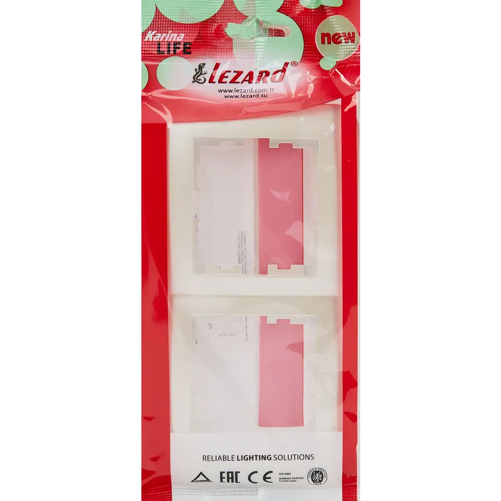 Рамка для розеток и выключателей Lezard Karina Life 2 поста горизонтальная цвет жемчужный белый перламутровый STLM-2127788 - Вид №2