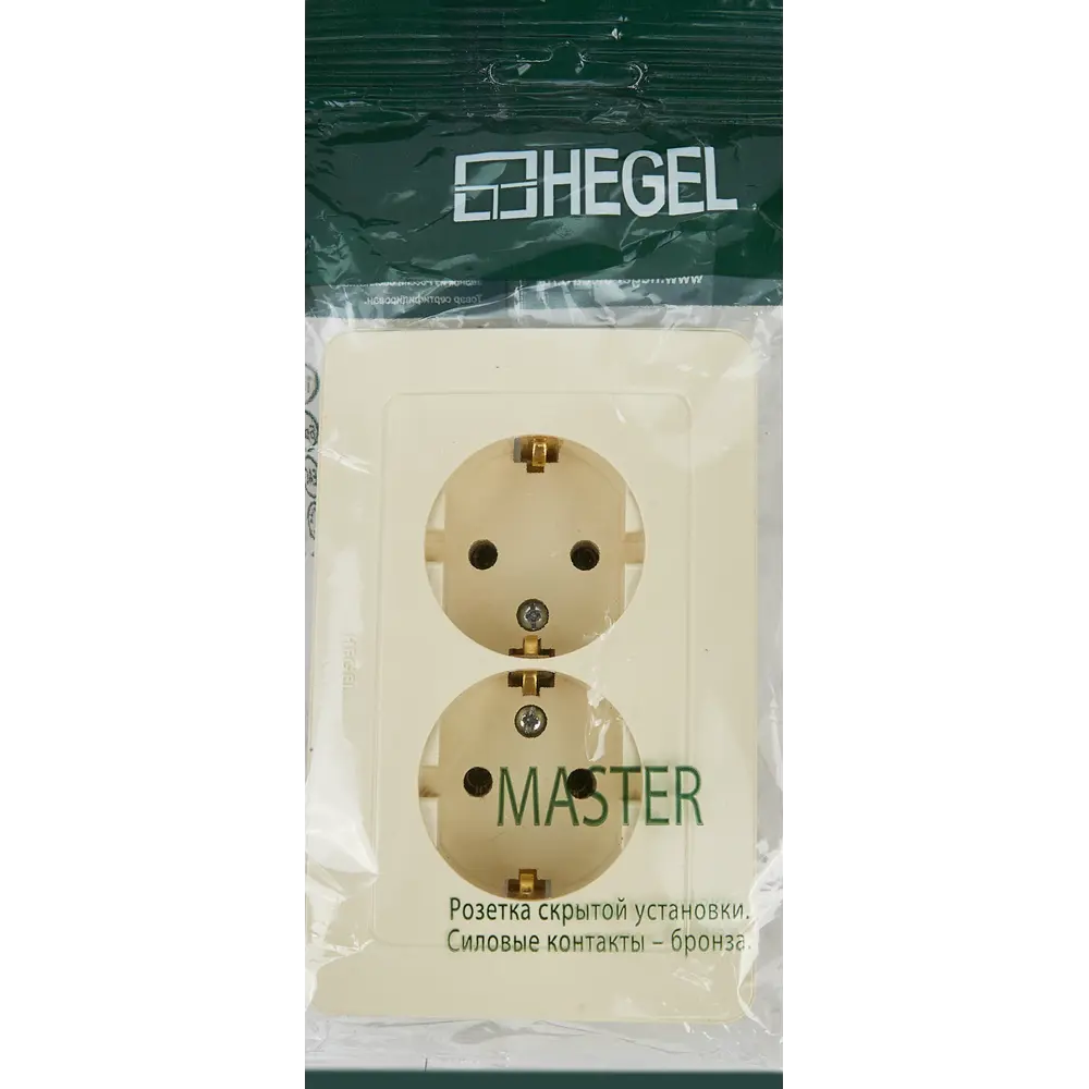 Розетка двойная Hegel с заземлением цвет слоновая кость STLM-2012807 - Вид №5