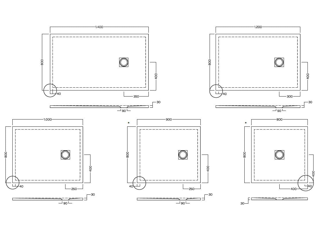Керамический нескользящий прямоугольный поддон для душа Hatria PETRA H3 ARCH-00148280 - Вид №8