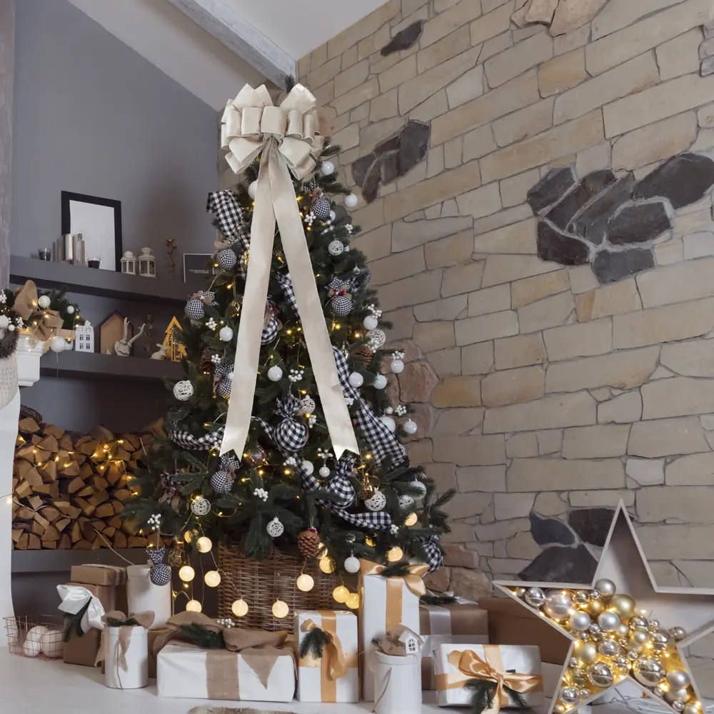 89381693 Украшение елочное «Бант», 95x28 см, цвет шампань STLM-1422154 Santreyd  - Вид №2