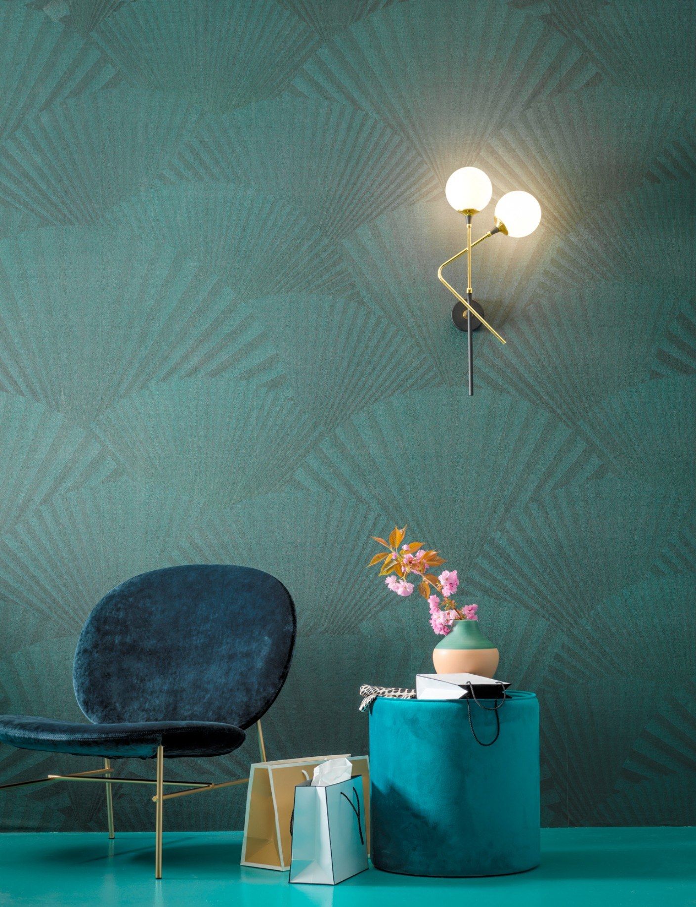 Стеклянный и металлический настенный светильник с фиксированным кронштейном Stilnovo Галактика ARCH-00000773