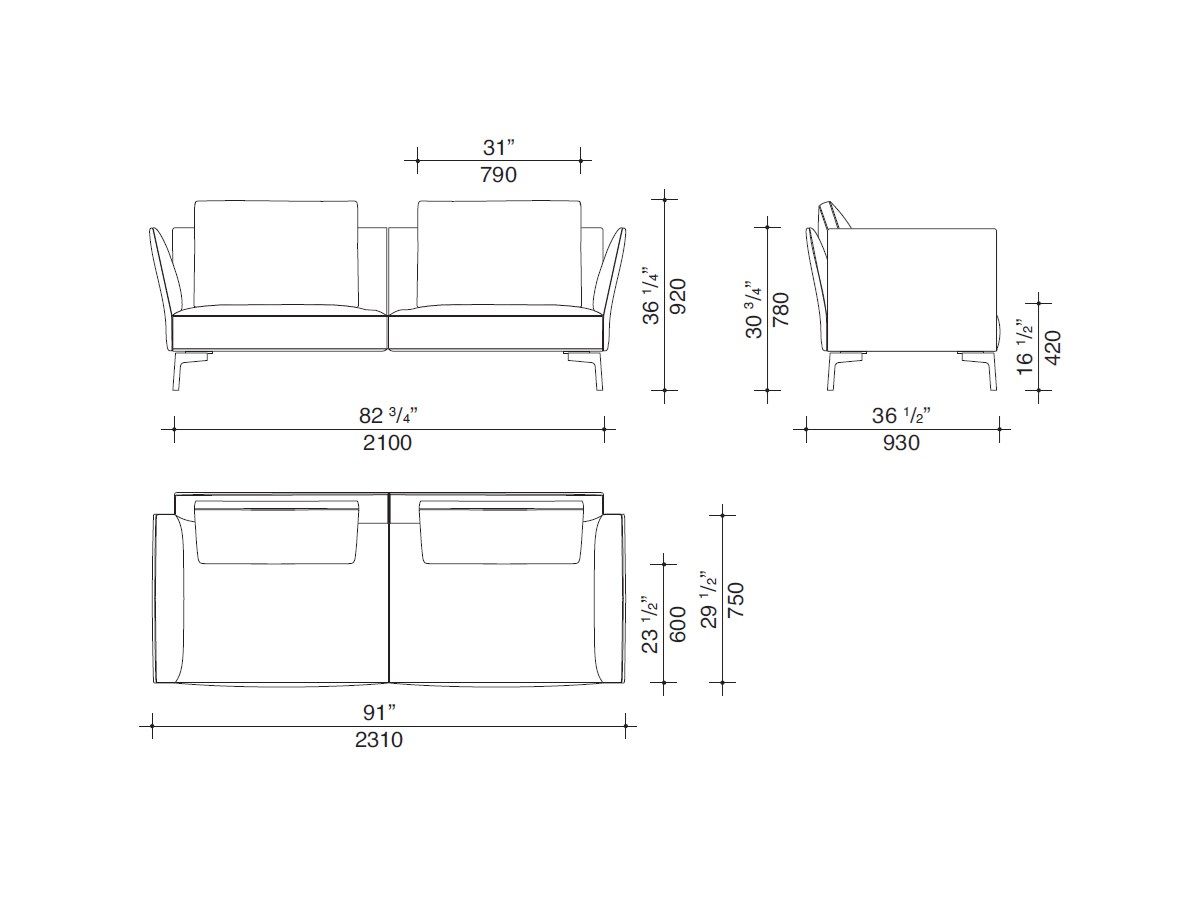3-местный тканевый диван Lema JERMYN ARCH-00135220 - Вид №11
