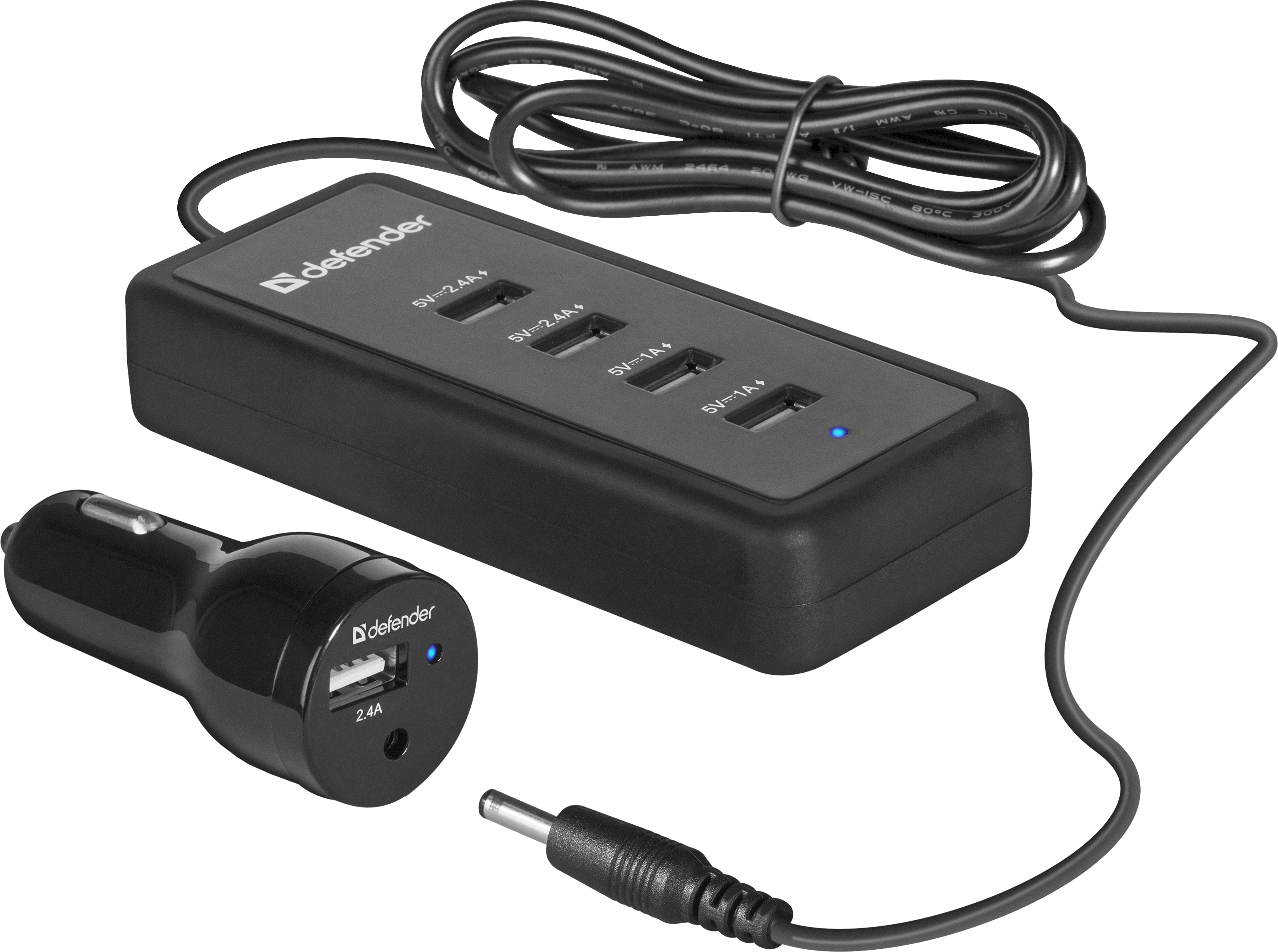 83568 автомобильный адаптер aca-02 5 портов usb, 5v / 9.2a Defender Santreyd  - Вид №2