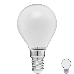 Лампа светодиодная LEDF E14 220-240 В 6 Вт шар малый матовая 600 лм нейтральный белый свет VOLPE