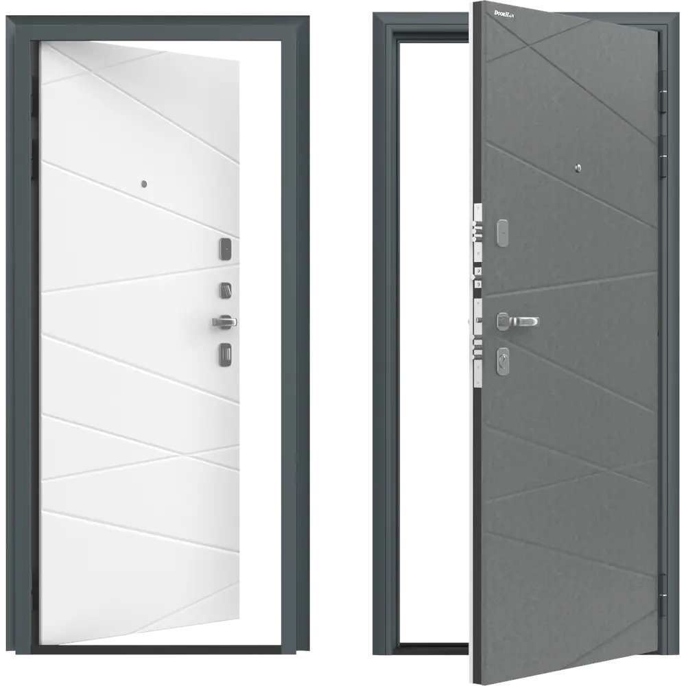 Дверь входная металлическая Премиум Плюс 99x205 см правая роял вуд белый DOORHAN STLM-2142070 - Вид №1