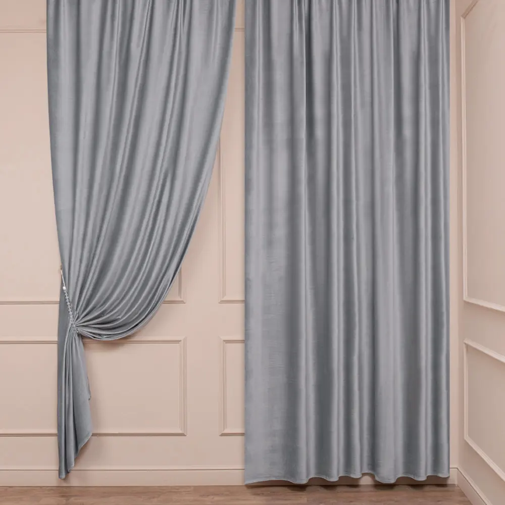 Ткань 1 п/м бархат Boschetto 300 см 340 г/м² цвет графитовый TEX REPUBLIC STLM-2069385