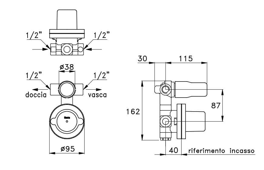 Встраиваемый корпус для смесителя RUBINETTERIE STELLA ARCH-00062201 - Вид №1