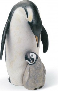 10669181 LLADRO Фигурка Lladro "Пингвин с пингвиненком" 16х22см Фарфор