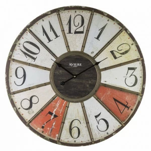 Часы настенные деревянные 60 см серые с красным Aviere AVIERE  00-3872832 Желтый;красный;разноцветный;серый