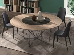 Ozzio Italia Круглый стол из стали и дерева с ленивой сьюзан  T249