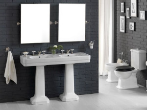 Двойная керамическая раковина на колонне