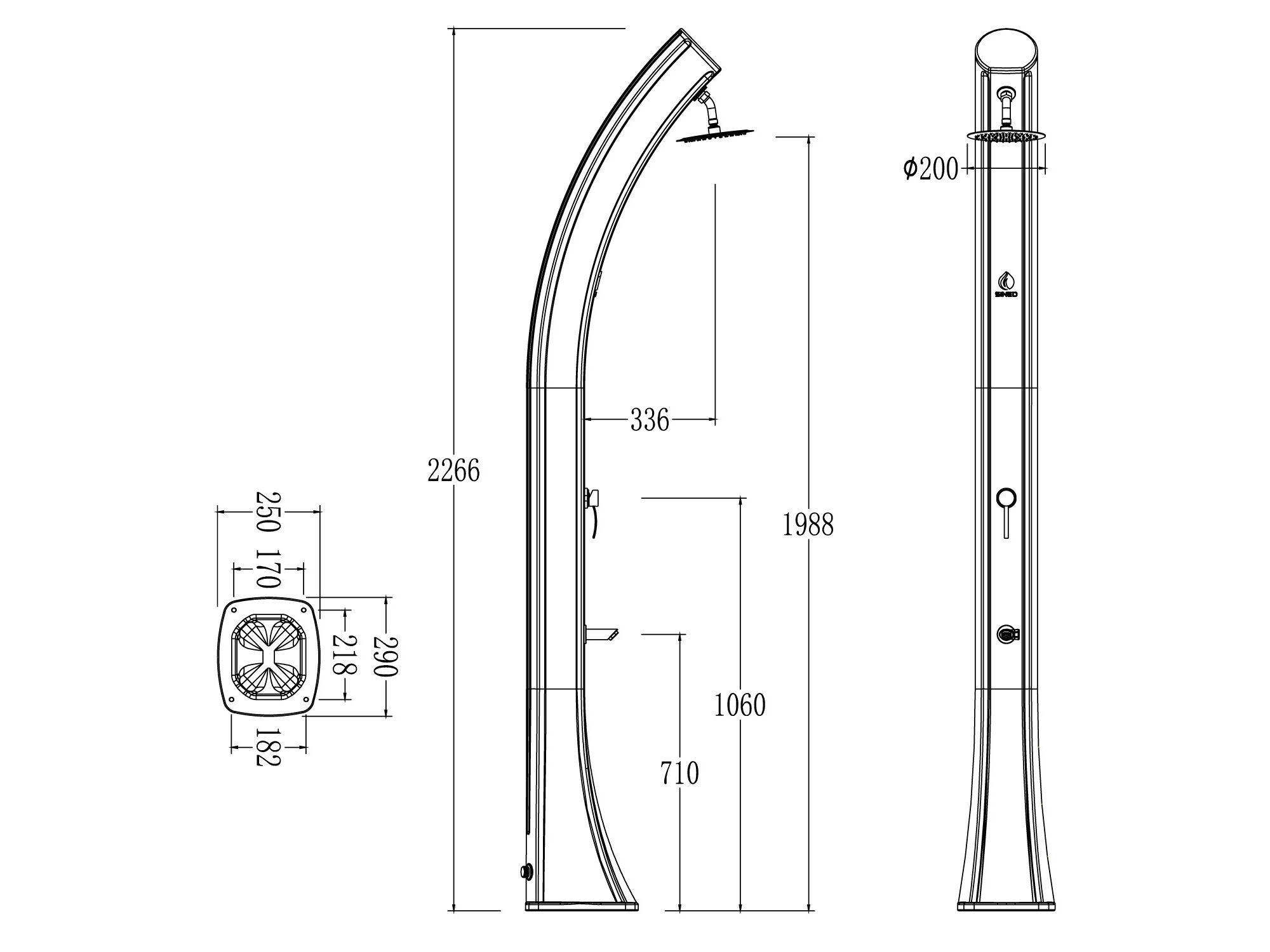 Поли солнечный открытый душ с душем SINED SOLE XXL ARCH-00001997 - Вид №26