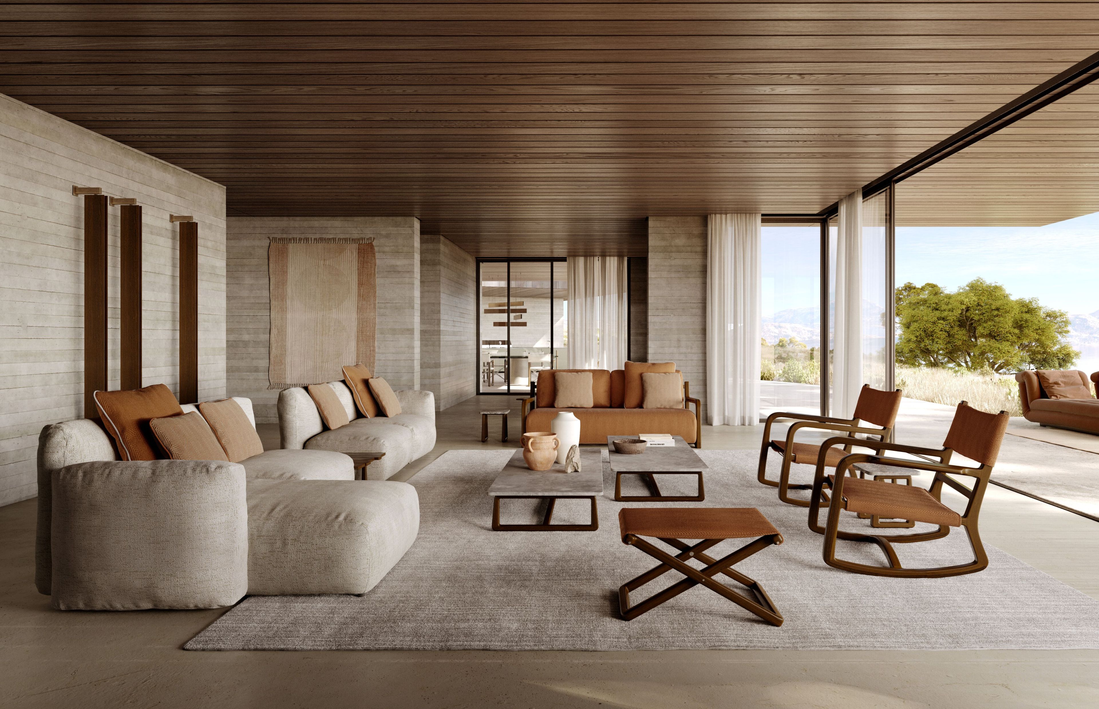 Прямоугольный журнальный столик из натурального камня Exteta Loro Piana Interiors, Стулья Delight от Exteta ARCH-00066377 - Вид №3