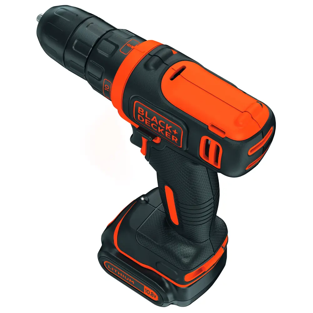 Дрель-шуруповерт аккумуляторная Black&Decker BDCDD12KBQW, 10.8 В Li-ion 2x1.5 Ач BLACK + DECKER STLM-2204963 - Вид №1