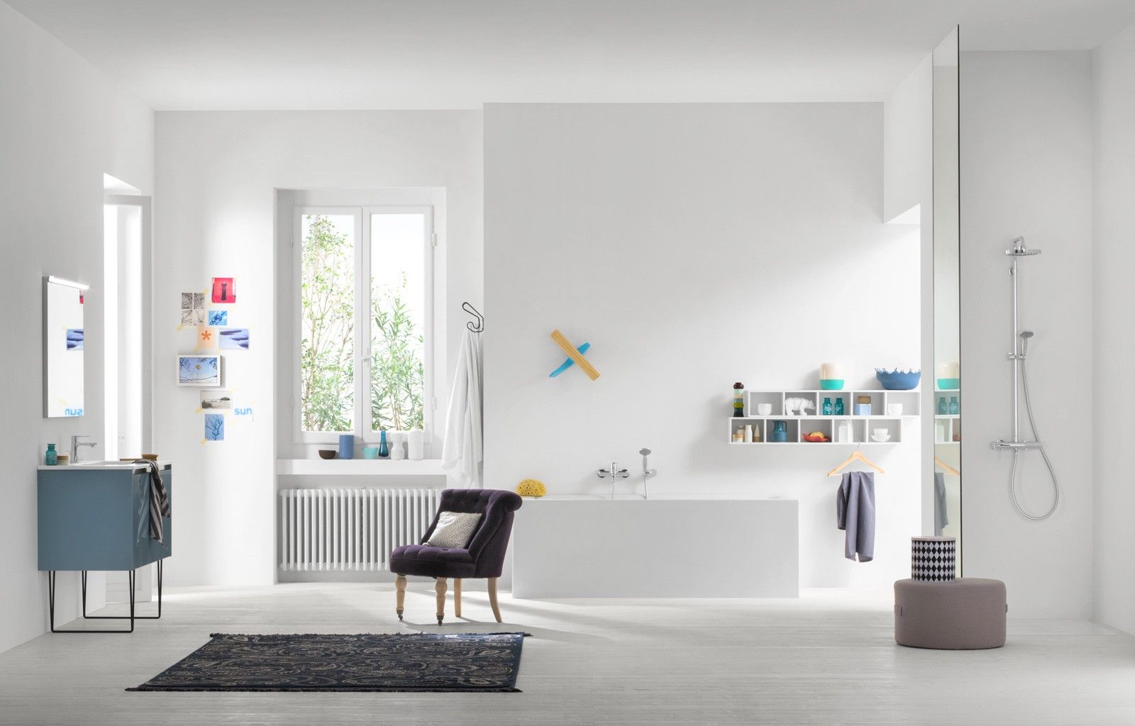 Настенный смеситель для ванны с ручным душем Nobili песок ARCH-00098235 - Вид №4