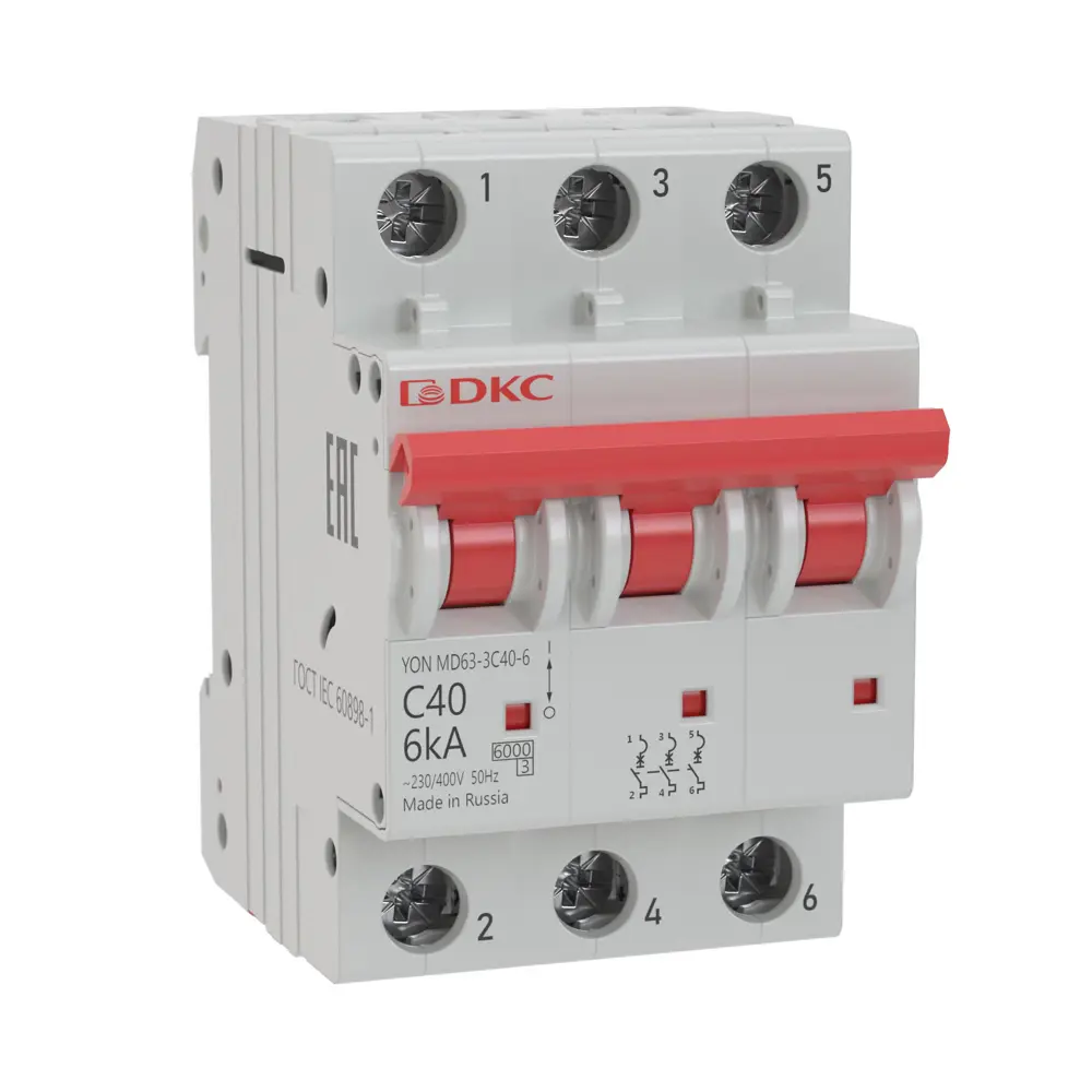 Автоматический выключатель DKC YON MD63 3P C40 А 6 кА STLM-2102319 - Вид №1