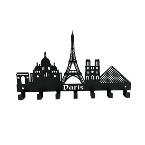 90615174 Ключница настенная "Paris", сталь, 17x30 см, с 7 крючками, черная STLM-0308585 TEMPACHE