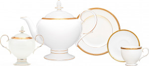 10665451 Noritake Сервиз чайный Noritake "Рочель,золотой кант" на 6 персон 20 предметов Фарфор костяной