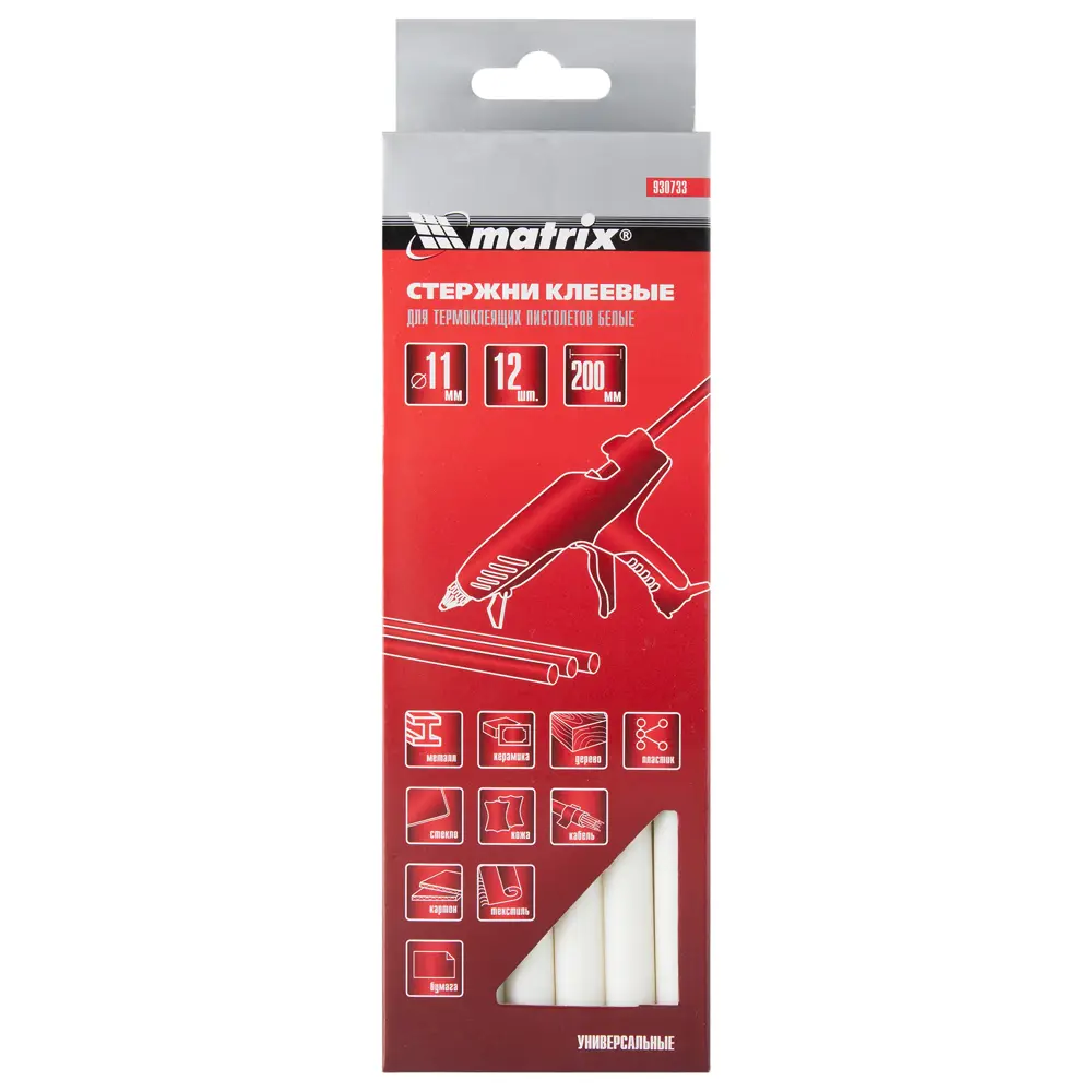 Клеевые стержни Matrix 930733 11x200 мм цвет белый 12 шт STLM-2179331 - Вид №2