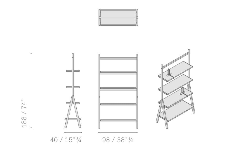 Деревянный самонесущий двухсторонний книжный шкаф Poltrona Frau коллекция-мебель и аксессуары ARCH-00033344 - Вид №12