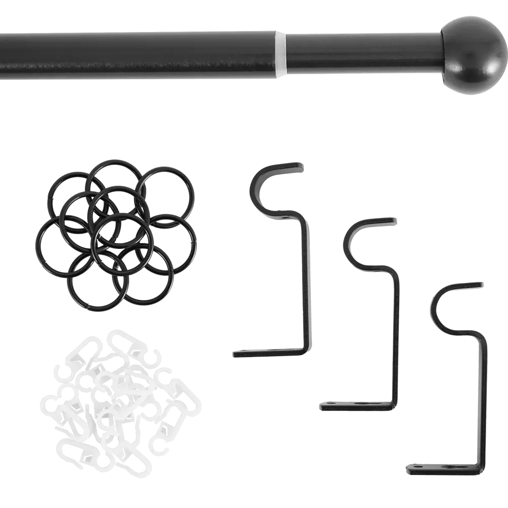Карниз однорядный раздвижной d19/16 мм шар 160-320 см цвет черный ORBIS STLM-2116989 - Вид №1