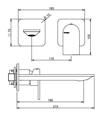 Однорычажный настенный смеситель для раковины с 2 отверстиями Rubinetterie Treemme Ran ARCH-00000774 - Вид №1