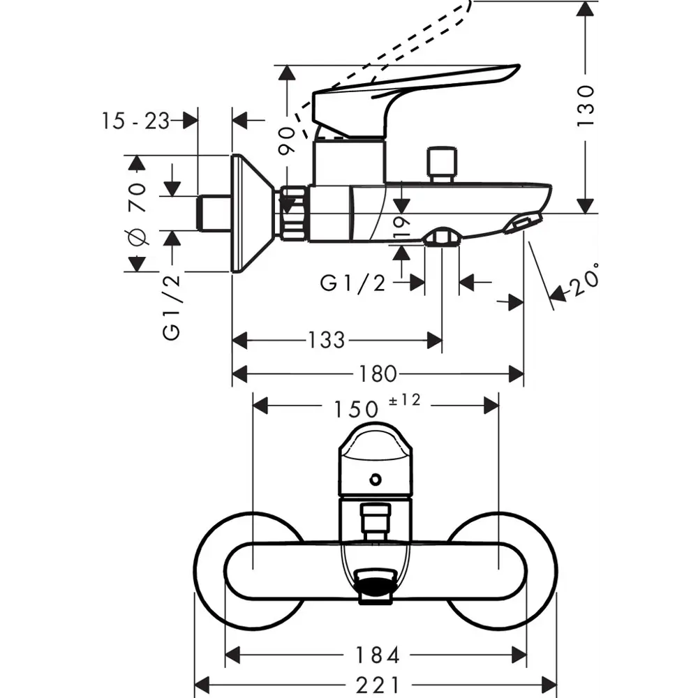 Смеситель для ванны Hansgrohe Logis E однорычажный цвет хром STLM-2178470 - Вид №9