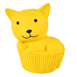ПР0050065 Игрушка для собак Котенок с пищалкой 11см латекс желтый Foxie