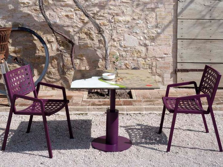 Квадратный стол из фаянса и нержавеющей стали DOMIZIANI современный ARCH-00141653