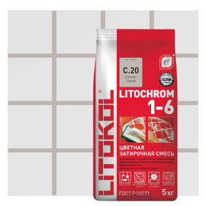 Затирка цементная Litochrom 1-6 C.20 цвет серый 5 кг LITOKOL