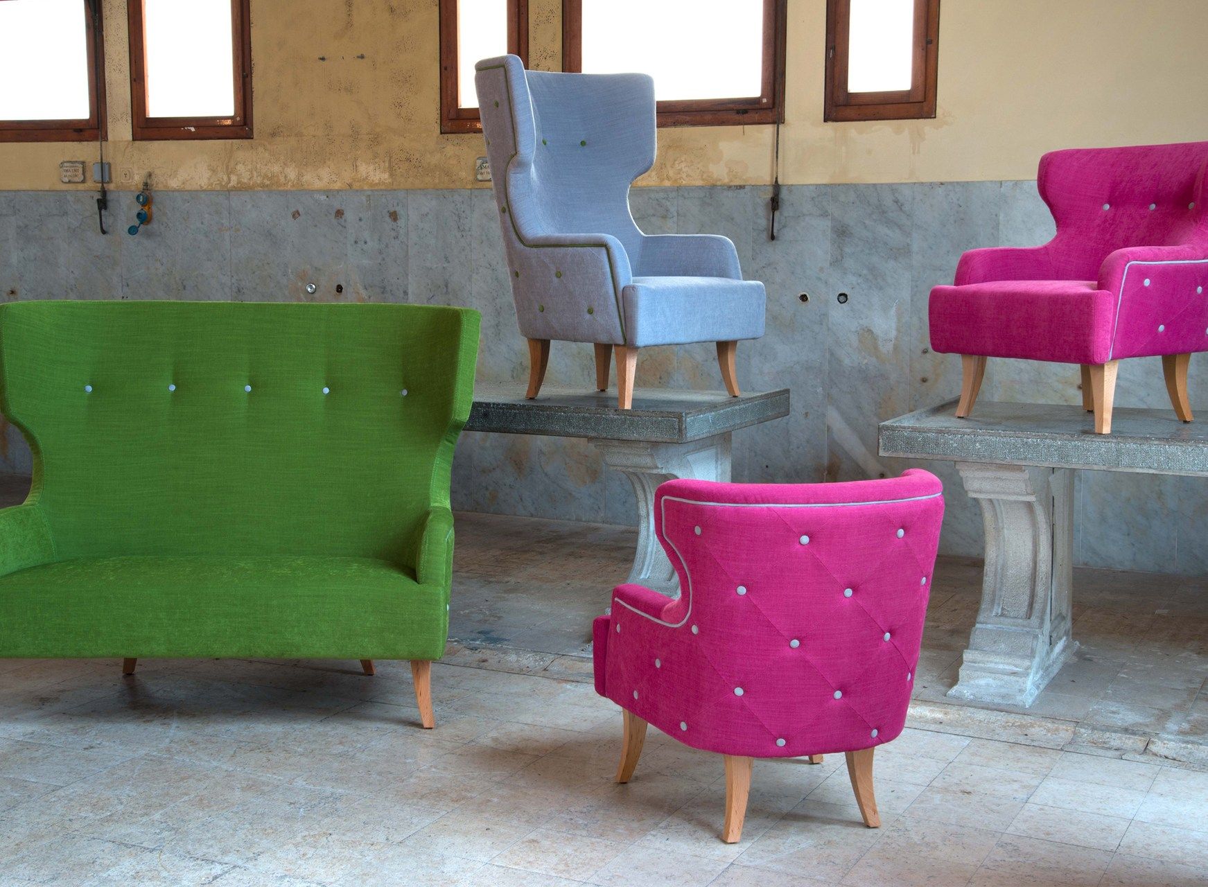 Кресло capitonné из ткани Domingo Salotti женщина ARCH-00031841 - Вид №2