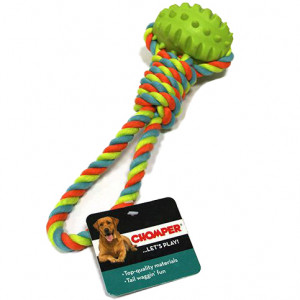 ПР0037722 Игрушка для собак Тяни-толкай мяч овальный с петлей из каната CHOMPER