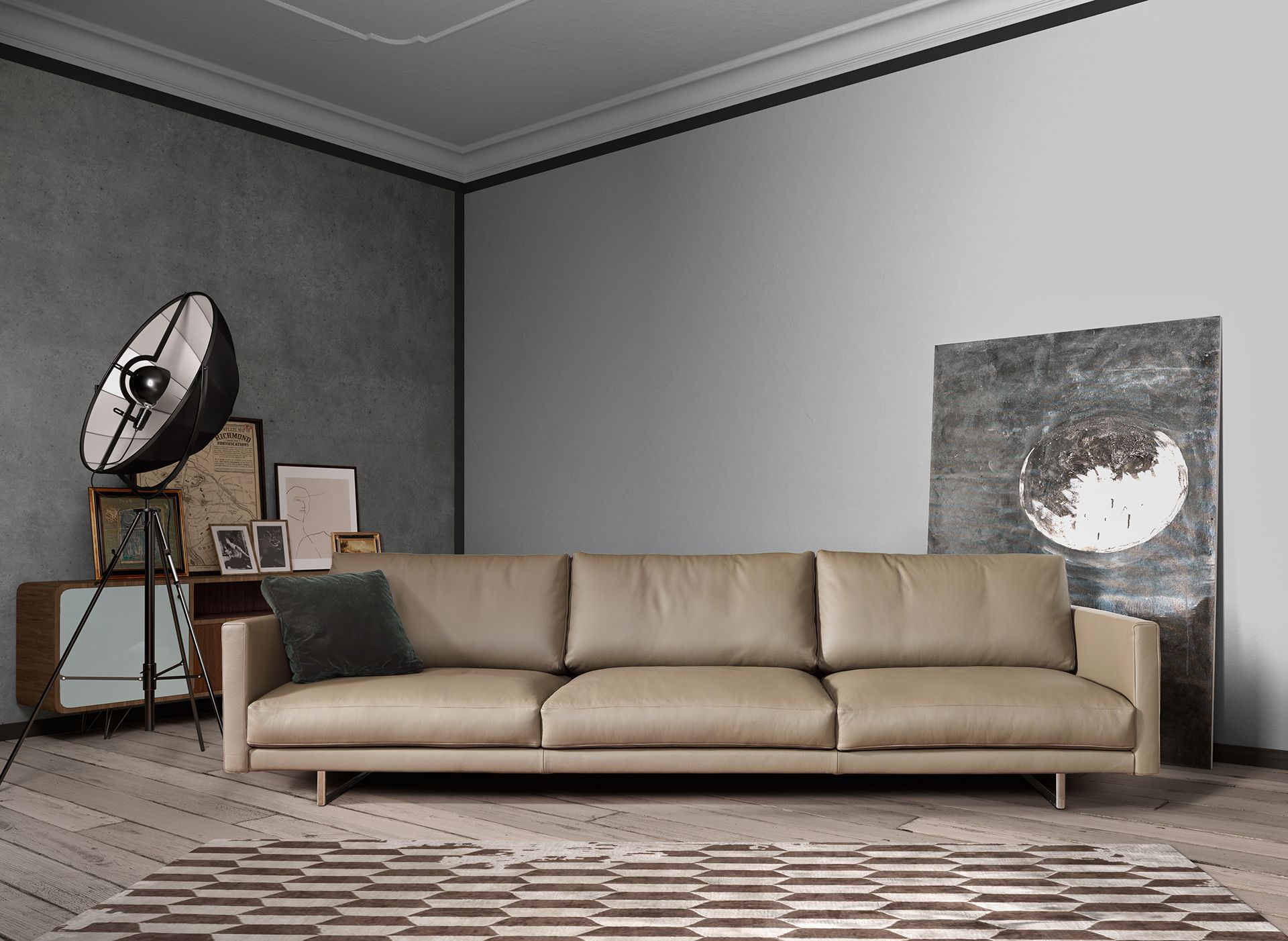 Кожаный линейный диван VALENTINI Slim New ARCH-00072686 - Вид №1